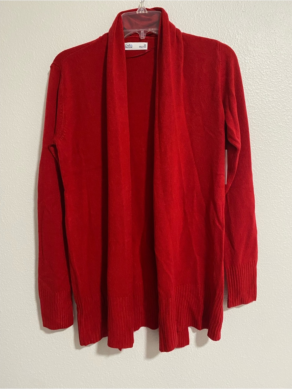 Croft & Barrow Women's Red Open Front Extra Soft Knit Cardigan Sweater XS NWT